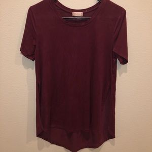 Maroon Suede Tee